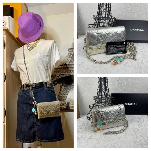 COPY - ✅CHANEL✅ RARE Authentic CC Logo Quilted Long Chain Wallet - Picture 15 of 15
